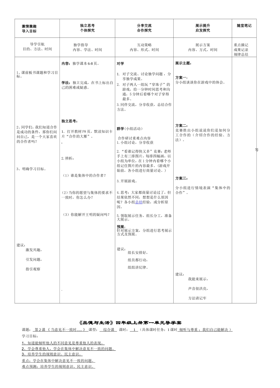王群四年级品德上册第一单元导学案_第3页