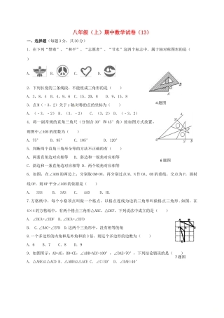 山东省济宁市邹城市 八年级数学上学期期中复习试卷(13) 新人教版试卷