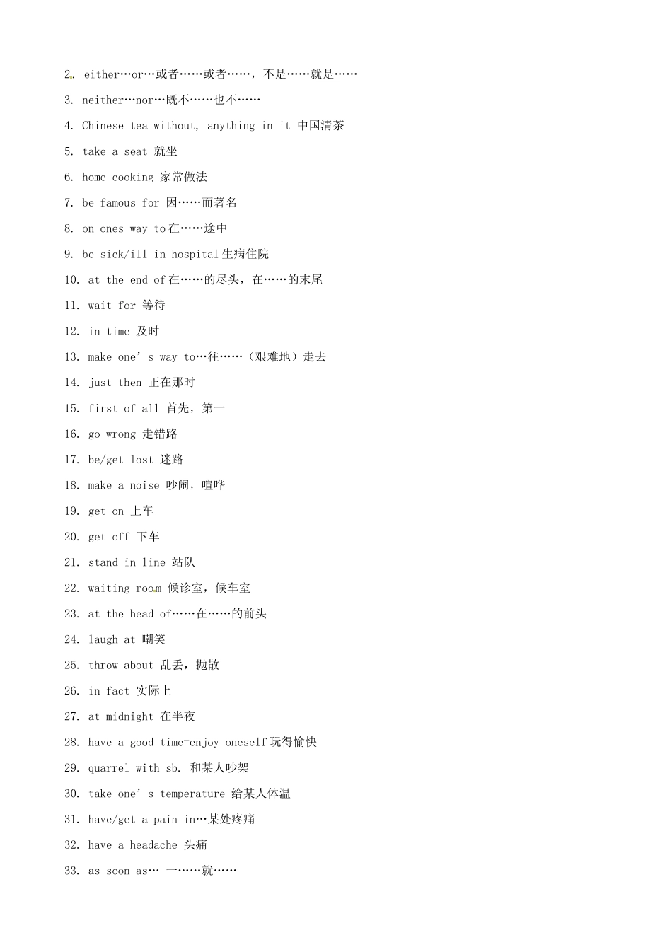 初中英语语法复习 重点词组和句型 试题_第3页