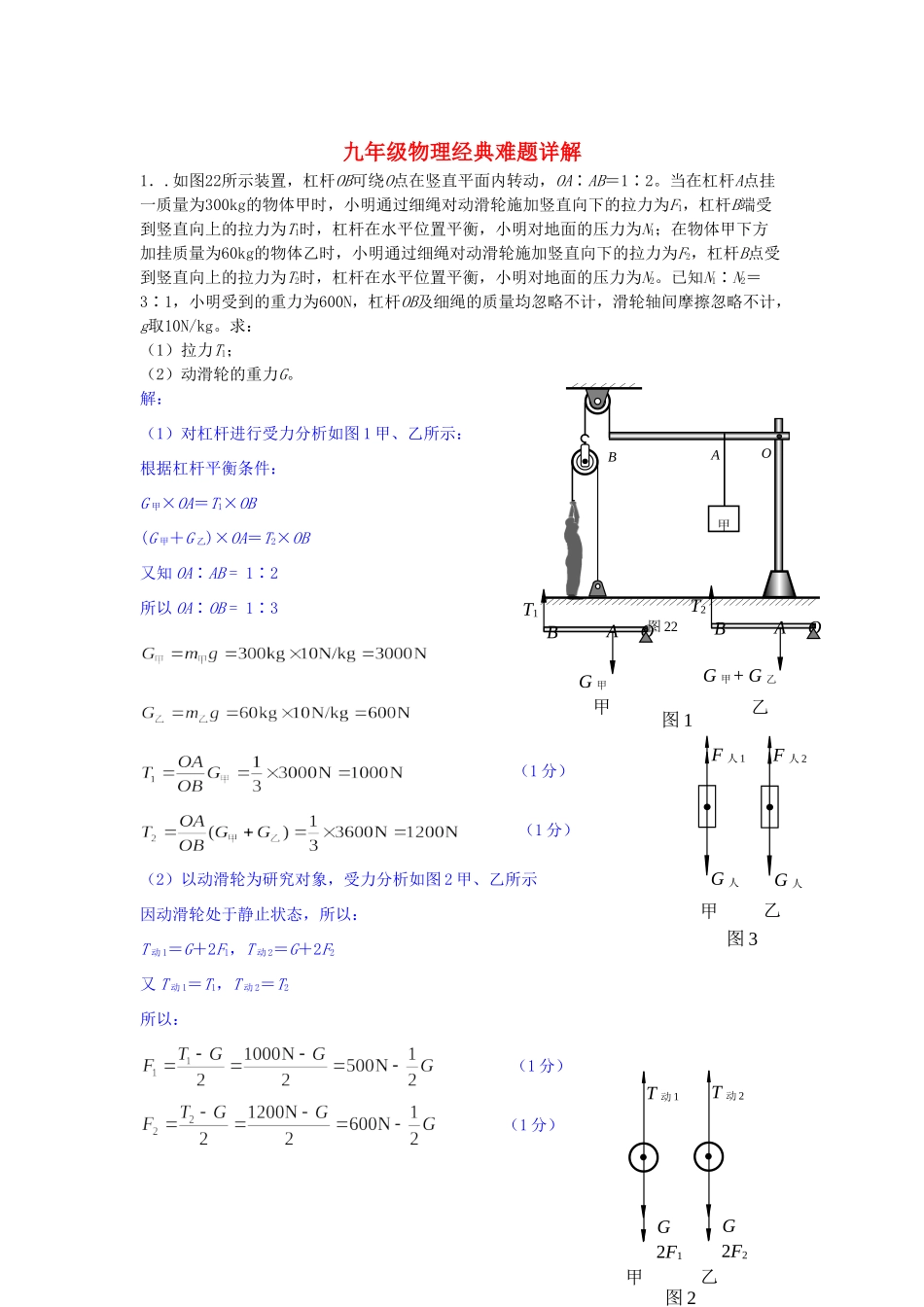 九年级物理 经典难题详解 人教新课标版试卷_第1页