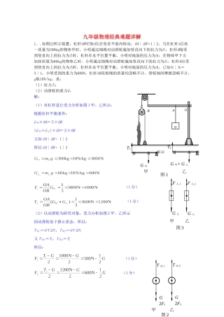 九年级物理 经典难题详解 人教新课标版试卷