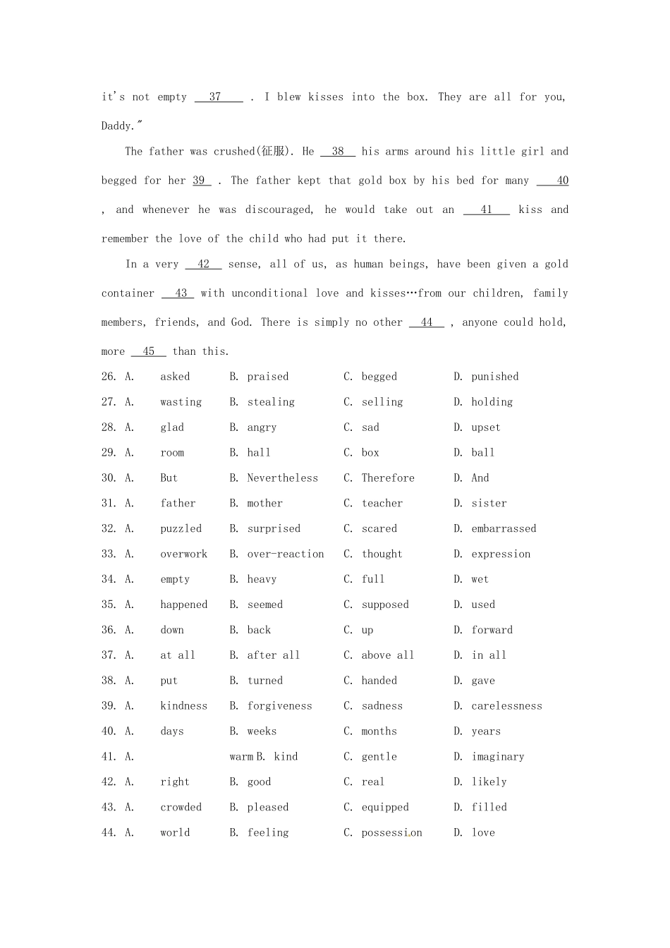 吉林省延边二中高三英语上学期午后训练试卷(14)试卷_第3页