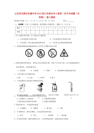 九年级化学上册第一次月考试卷 新人教版试卷