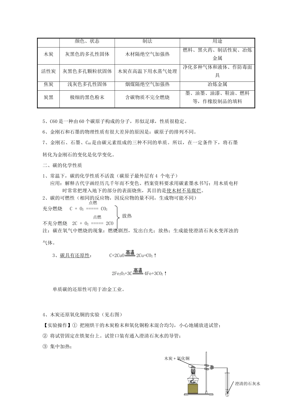 九年级化学上册 第六单元 课题1 金刚石、石墨和C60知识点总结 (新版)新人教版试卷_第2页