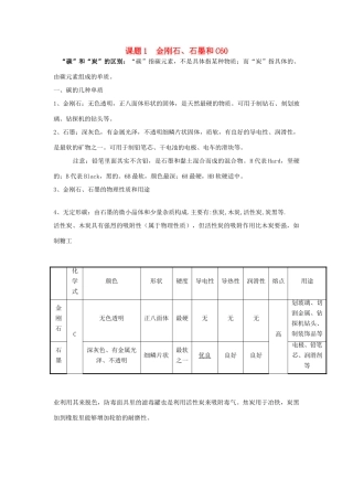 九年级化学上册 第六单元 课题1 金刚石、石墨和C60知识点总结 (新版)新人教版试卷