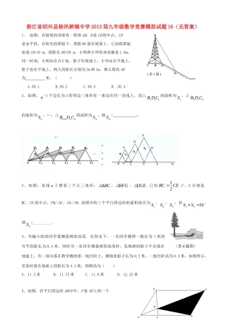 九年级数学竞赛模拟试卷16试卷