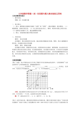 九年级数学图像(表)信息题专题人教实验版五四制知识精讲试卷