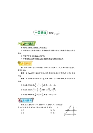 九年级数学下学期第八周辅导精练(相似三角形判定)(pdf) 新人教版试卷