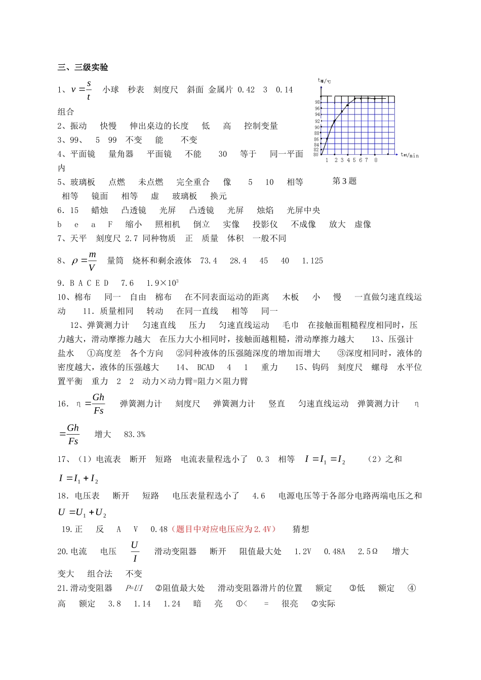 山东省青岛市中考物理一轮专题复习 专题一 实验探究题试卷_第3页