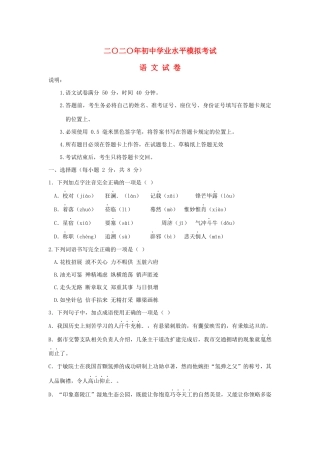 中考语文学业水平考试模拟试卷试卷
