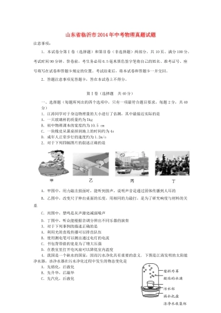 山东省临沂市中考物理真题试卷(含答案)试卷