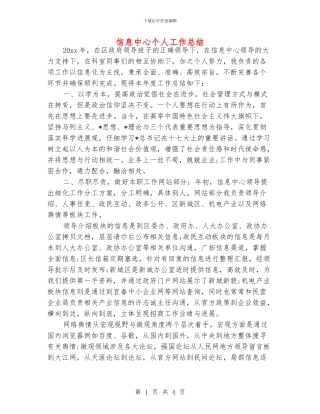 信息中心个人工作总结