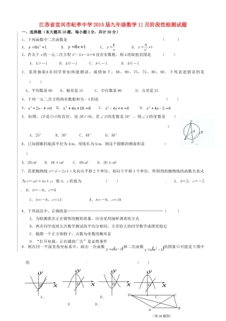 九年级数学11月阶段性检测试卷试卷