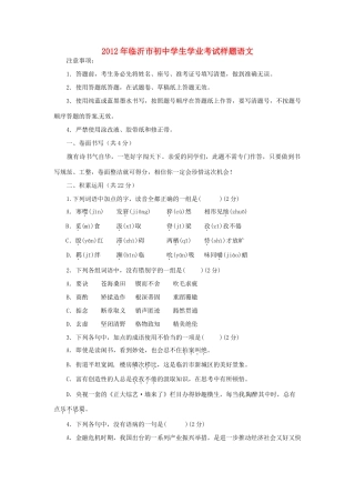 中考语文样卷试卷 人教新课标版试卷