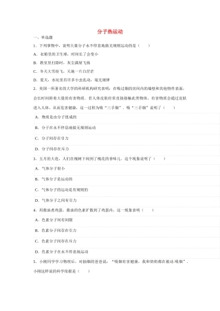 中考物理模拟试卷 分子热运动试卷