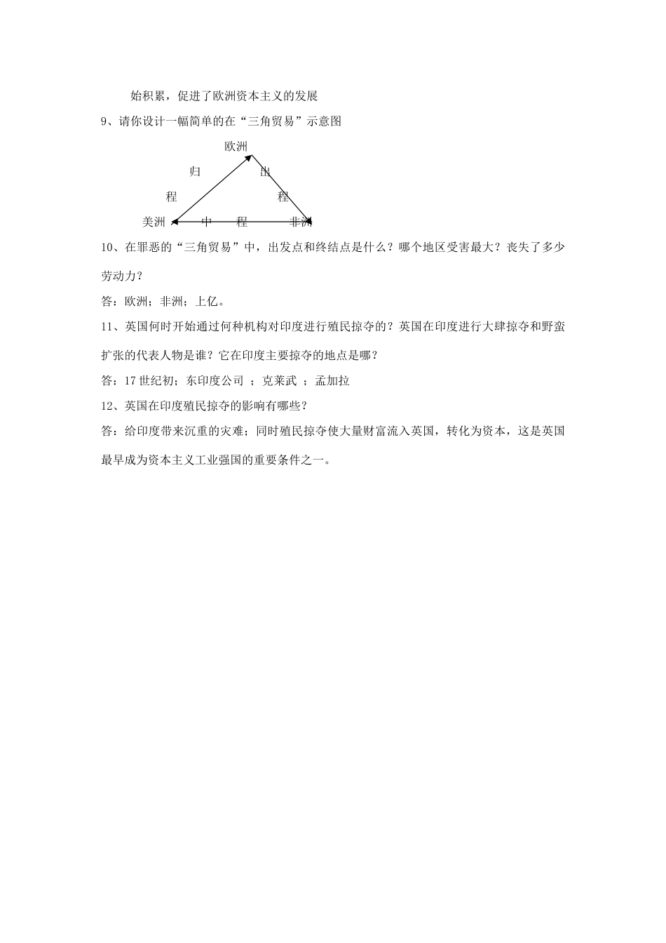 九年级历史上册 第13课(西方国家的殖民扩张和掠夺)复习要点 岳麓版试卷_第2页