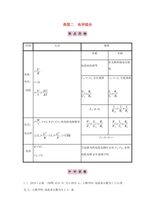 中考物理总复习 专题四 计算与推导题 一 计算题 类型二 电学综合试卷