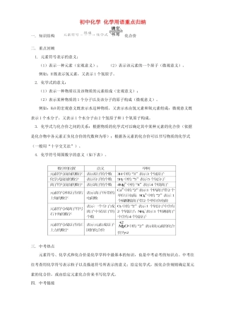 初中化学 化学用语重点归纳 专题辅导 不分版本 试题