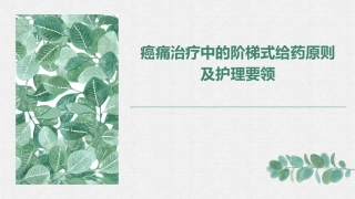 癌痛治疗中的阶梯式给药原则及护理要领