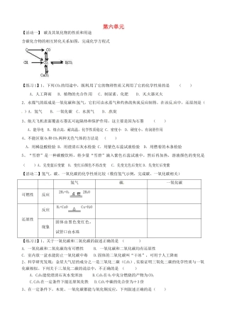 九年级化学上册 第六单元 碳和碳的氧化物复习 新人教版试卷