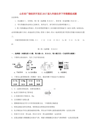 九年级化学下学期摸底试卷试卷