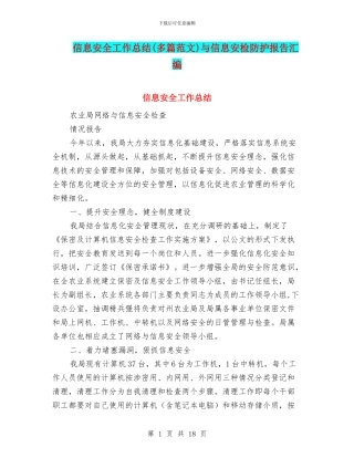 信息安全工作总结与信息安检防护报告汇编