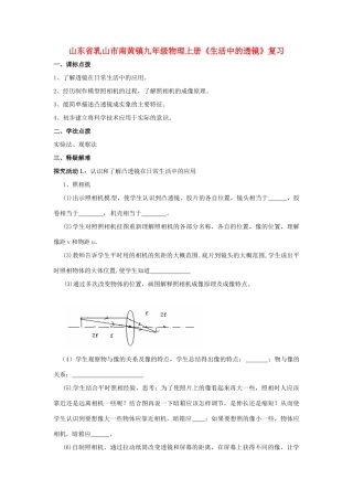 九年级物理上册(生活中的透镜)复习试卷