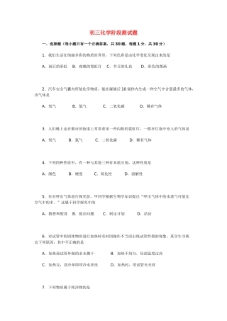 九年级化学阶段测试卷