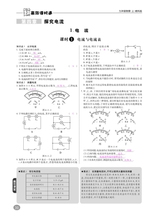 九年级物理上册 第四章 探究电流综合讲练(pdf)(新版)教科版试卷