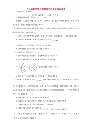 九年级化学第二学期第二次质量调查试卷 天津版试卷