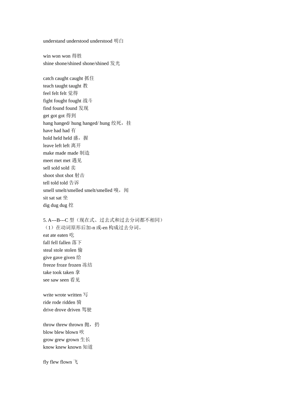 初中英语常用不规则动词过去式和过去分词_第2页