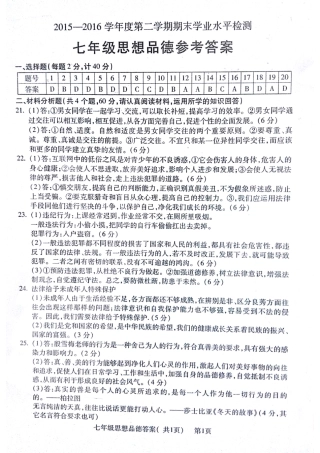 山东省聊城市莘县七年级政治下学期期末考试试卷答案 山东省聊城市莘县七年级政治下学期期末考试试卷(pdf) 新人教版