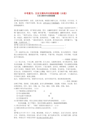 中考语文 文言文课内外比较阅读复习题(18组)试卷