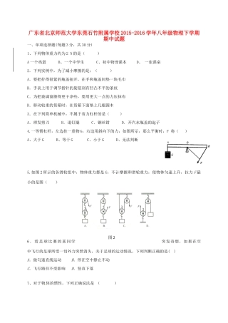 大学东莞石竹附属学校八年级物理下学期期中试卷 新人教版试卷