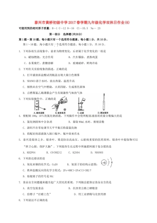 九年级化学下学期双休作业试卷(6，无答案)试卷