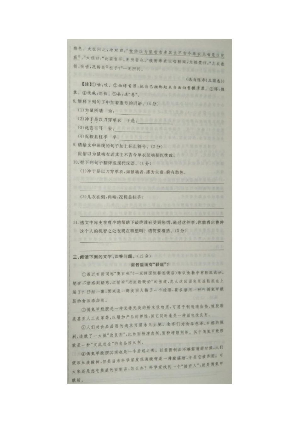 初中语文毕业生升学文化课押题冲刺(二)(扫描版) 试题_第3页