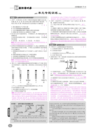 九年级化学下册 第八单元 金属和金属材料专题训练(pdf)(新版)新人教版试卷