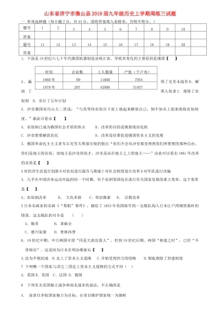 九年级历史上学期周练三试卷 新人教版试卷