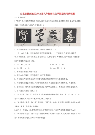 山东省德州地区九年级语文上学期期末考试试卷 新人教版试卷