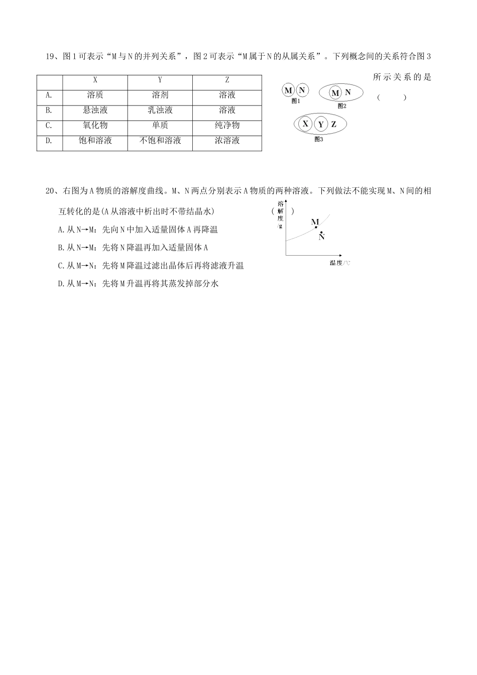 九年级化学全册 第六章 溶液现象单元综合检测(新版)沪教版试卷_第3页