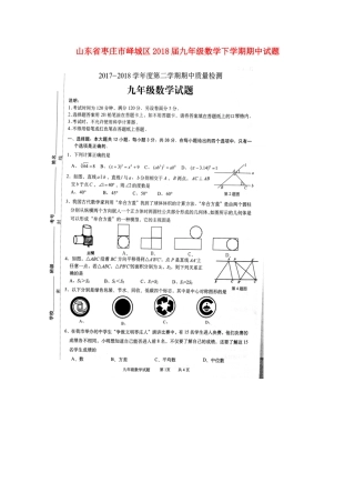 山东省枣庄市峄城区九年级数学下学期期中试卷试卷