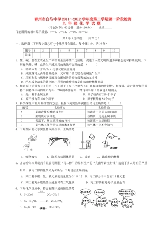 九年级化学下学期第一次月度检测试卷 新人教版试卷
