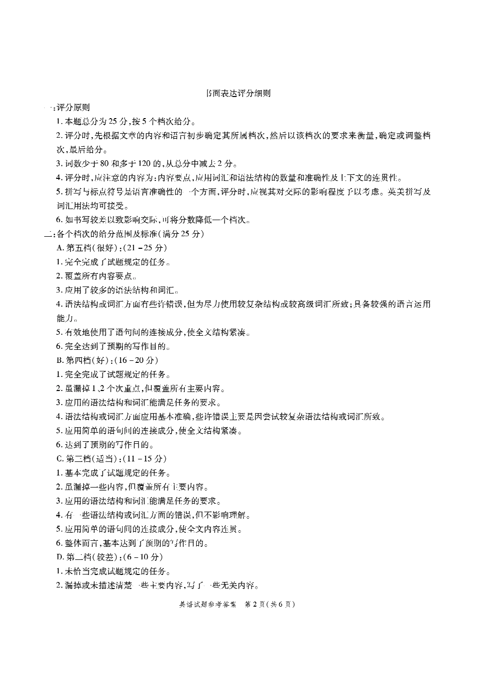 合肥一中联考英语答案 安徽省合肥一中届高三英语上学期9月阶段性检测考试试卷(扫描版，含听力) 安徽省合肥一中届高三英语上学期9月阶段性检测考试试卷(扫描版，含听力)_第2页