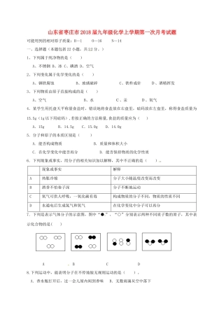 山东省枣庄市九年级化学上学期第一次月考试卷 新人教版试卷
