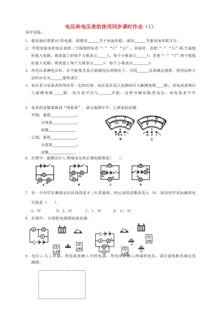 九年级物理上册 13 电压和电压表的使用同步课时作业(1) 苏科版试卷