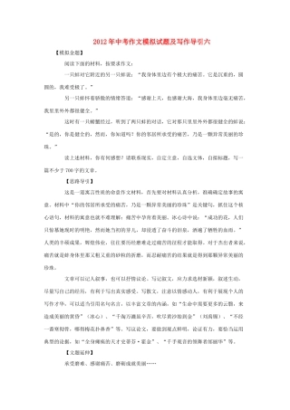 中考语文作文模拟试卷及写作导引六试卷