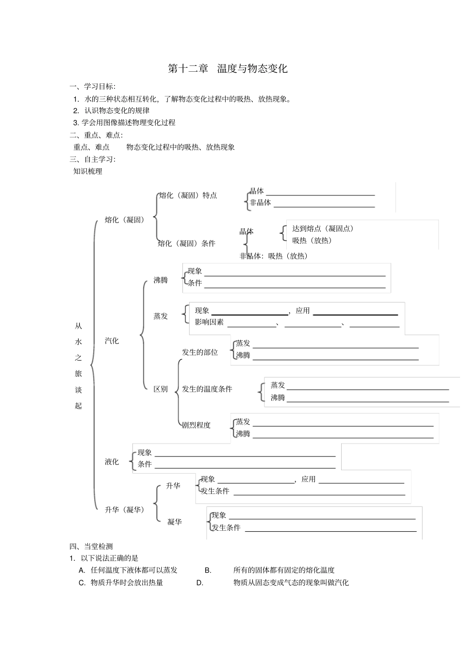 九年级物理全册温度与物态变化导学案无答案新版沪科版_第1页