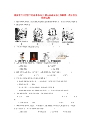 九年级化学上学期第一次阶段性检测试卷 新人教版试卷