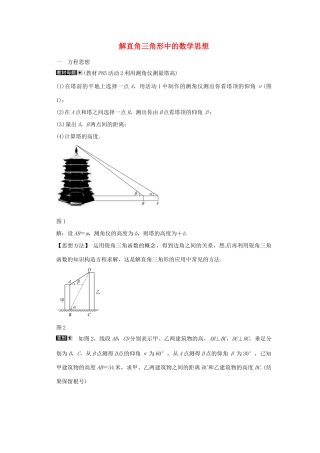 九年级数学下册 专题十九 解直角三角形中的数学思想同步测试 (新版)新人教版试卷