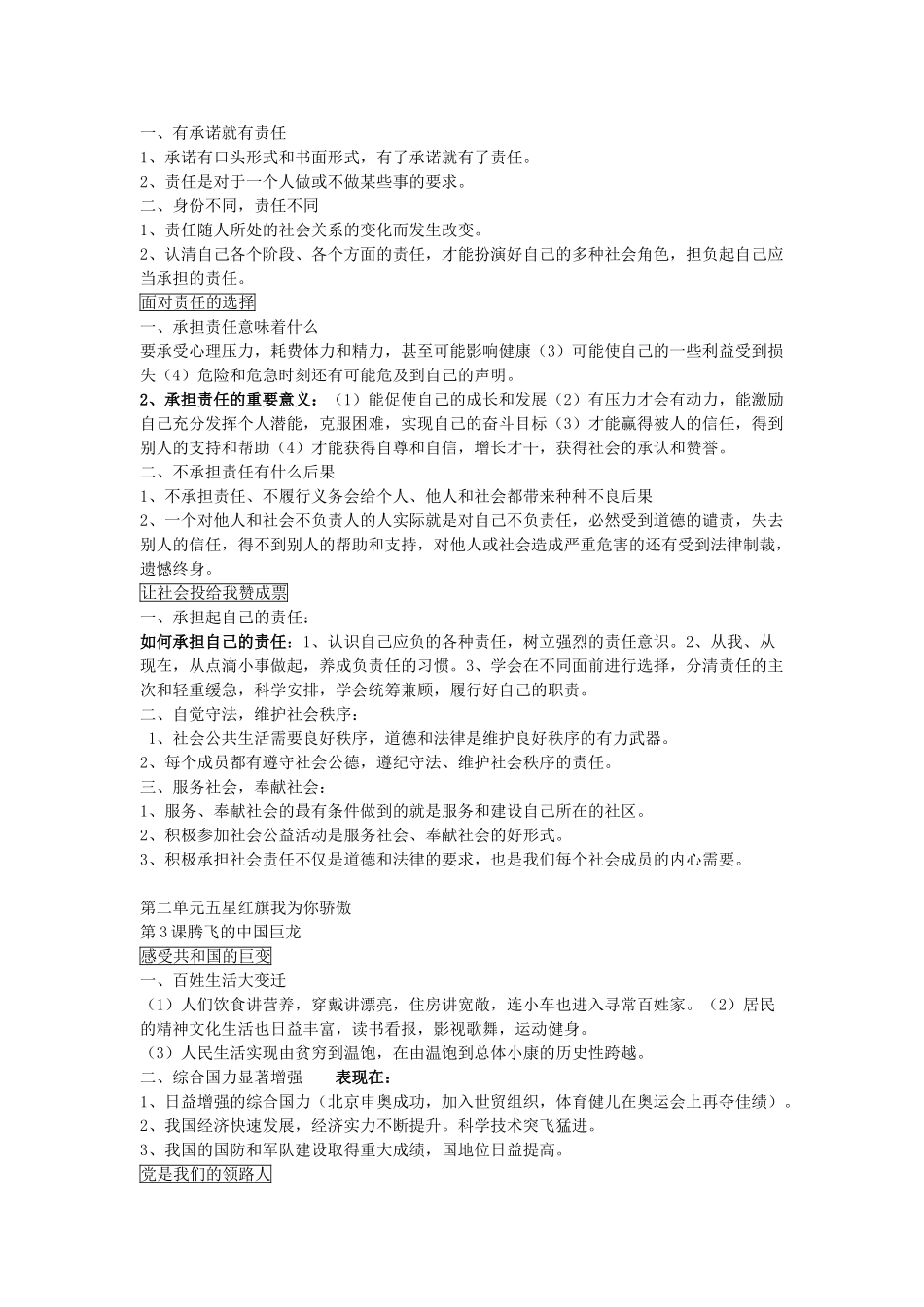 九年级政治 复习提纲 鲁教版试卷_第2页